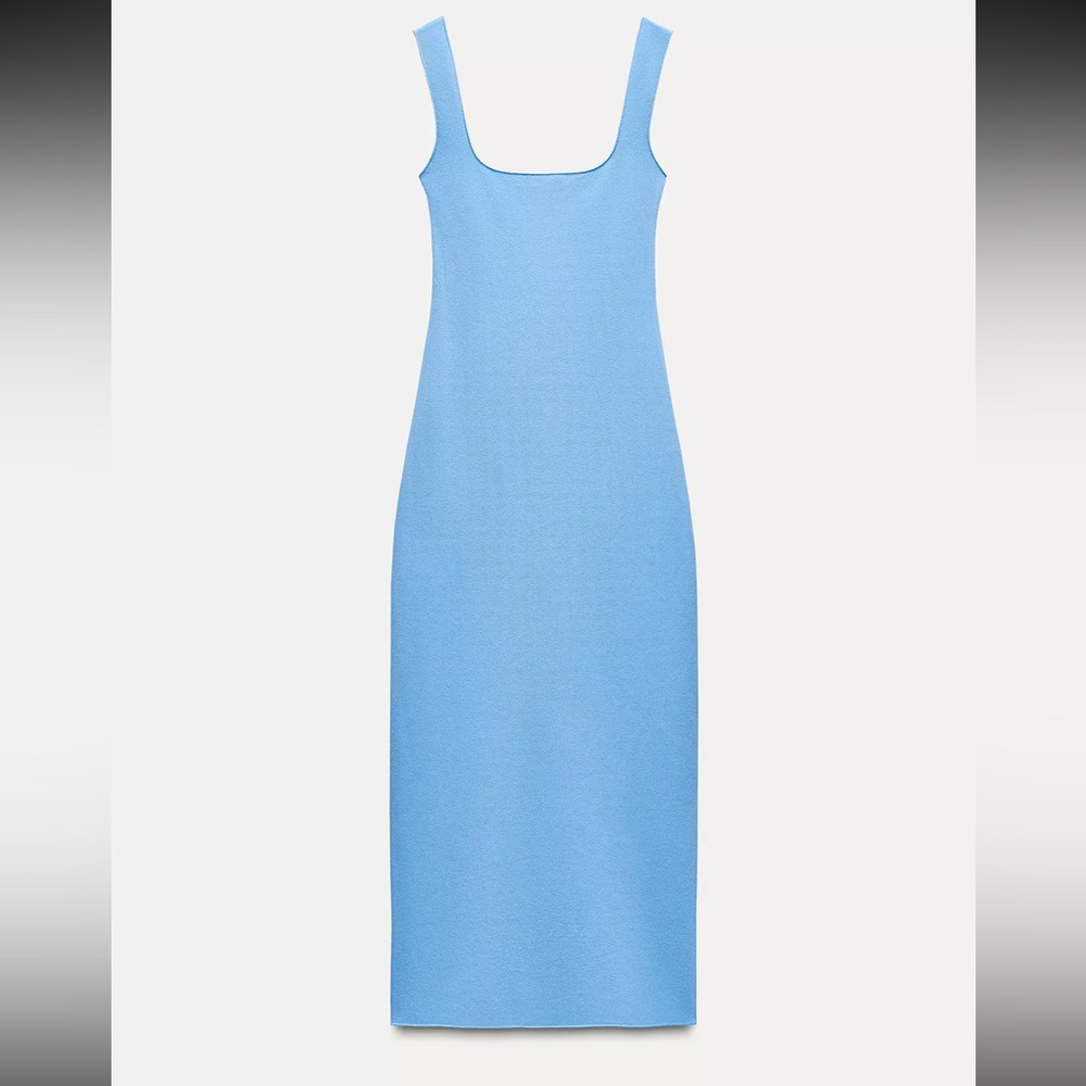 Blue and White Zara Sleeveless Dresses